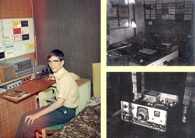 [WN1JMO in 1968, the WA1JMO shack in 1970]